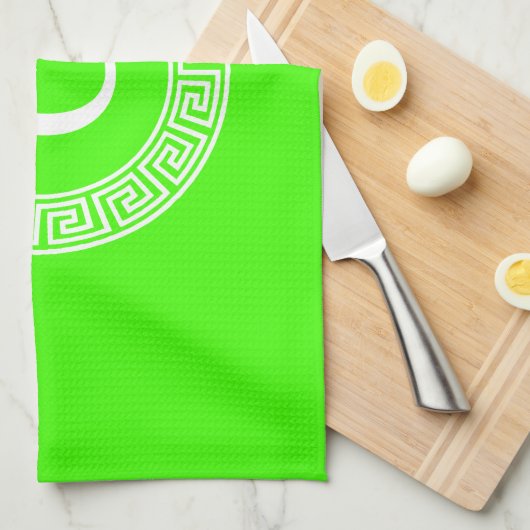 Initial-Monogramm für den Lime Green Wt griechisch Geschirrtuch (Viertel Falte)