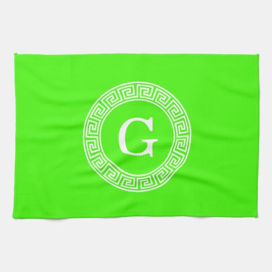 Initial-Monogramm für den Lime Green Wt griechisch Geschirrtuch (Horizontal)