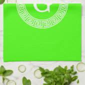 Initial-Monogramm für den Lime Green Wt griechisch Küchentuch (Gefaltet)