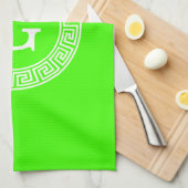 Initial-Monogramm für den Lime Green Wt griechisch Küchentuch (Viertel Falte)