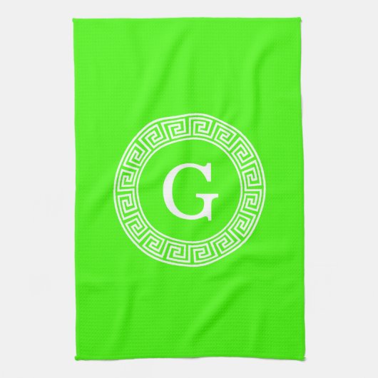 Initial-Monogramm für den Lime Green Wt griechisch Küchentuch (Vertikal)