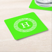 Initial-Monogramm für den Lime Green Wt griechisch Rechteckiger Pappuntersetzer (angewinkelt)