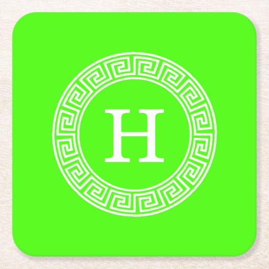 Initial-Monogramm für den Lime Green Wt griechisch Rechteckiger Pappuntersetzer (Vorderseite)