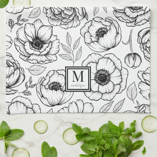 Initial-Monogramm für ein elegantes Muster Geschirrtuch (Gefaltet)