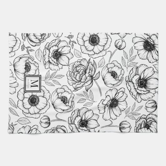 Initial-Monogramm für ein elegantes Muster Geschirrtuch (Horizontal)