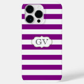 Initial-Monogramm für lila Violette und weiße Stre Case-Mate iPhone Hülle (Rückseite)