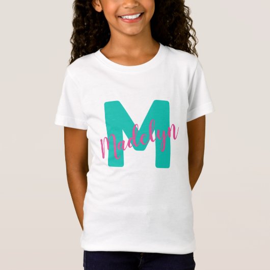 Initial Monogramm für Mädchen mit Personalisiertem T-Shirt (Vorderseite)