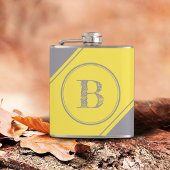 Initial Monogramm geometrische Diagonalgelbgrau Flachmann