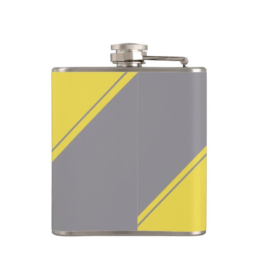 Initial Monogramm geometrische Diagonalgelbgrau Flachmann (Rückseite)