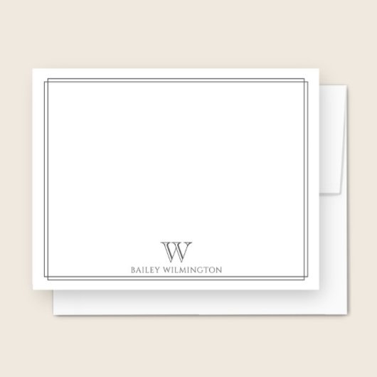 Initial Monogramm Gray Double Border Beruflich Mitteilungskarte