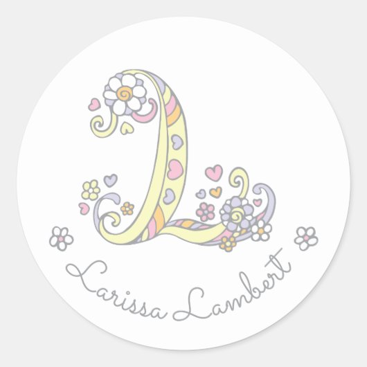 Initial-Monogramm-L-individuelle Name-ID-Aufkleber Runder Aufkleber (Vorderseite)