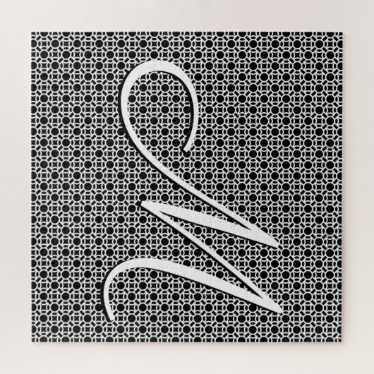 Initial-Monogramm mit Schwarz-Weiß-Geometrie Puzzle (Horizontal)
