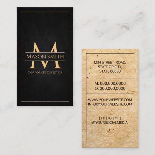 Initial Monogramm Name korporativ, Führungskraft Visitenkarte (Vorne/Hinten)