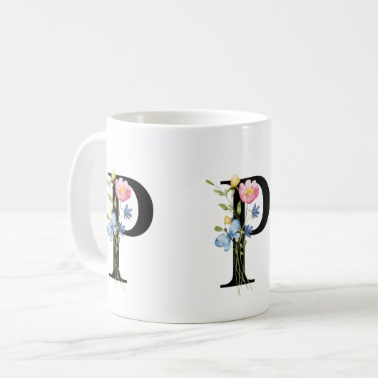 Initial-Monogramm-P-Tasse Kaffeetasse (Vorderseite Links)
