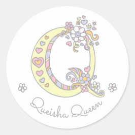 Initial-Monogramm-Q-individuelle Name-ID-Aufkleber Runder Aufkleber