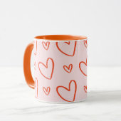 Initial monogramm - rosa orange und rote Herzen Tasse (Vorderseite Links)