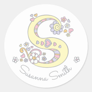 Initial-Monogramm-S-individuelle Name-ID-Aufkleber Runder Aufkleber
