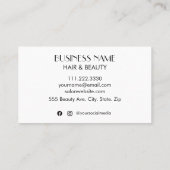 Initial-Monogramm-Salon Schwarzweiß Visitenkarte (Rückseite)