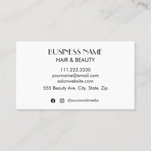 Initial-Monogramm-Salon Schwarzweiß Visitenkarte (Rückseite)