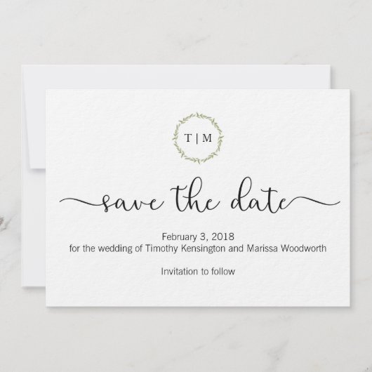 Initial-Monogramm-Save the Date-Karte Save The Date (Vorderseite)
