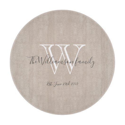 Initial-Monogramm und Name Cool Chic Schneidebrett (Vorderseite)