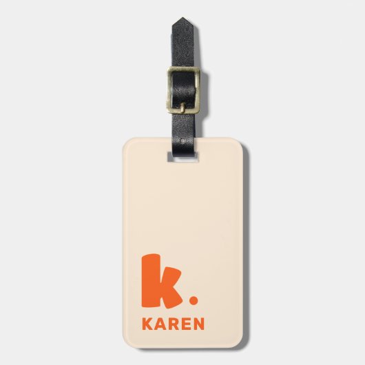 Initial-Monogramm und Name Orange Gepäckanhänger (Vorderseite vertikal)