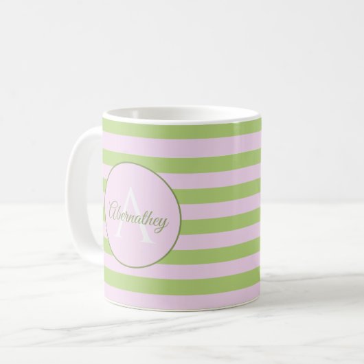 Initial Monogramm und Name Pastellfarben Rosa Stre Kaffeetasse (Vorderseite Links)
