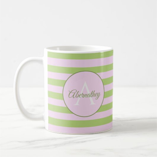 Initial Monogramm und Name Pastellfarben Rosa Stre Kaffeetasse (Links)