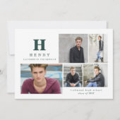 Initial Multi-Foto-Graduierteneinladung grün Einladung (Vorderseite)