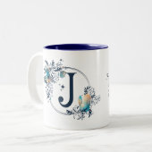 Initial Mystic Floral Monogram - Letter J Zweifarbige Tasse (Vorderseite Links)