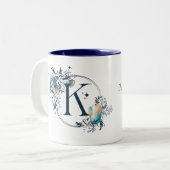 Initial Mystic Floral Monogram - Letter K Zweifarbige Tasse (Vorderseite Links)