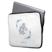 Initial "N" Blue Monogram Calm Floral Laptopschutzhülle (Vorderseite Links)