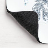 Initial "N" Blue Monogram Calm Floral Mousepad (Ecke)