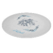 Initial "N" Blue Monogram Calm Floral Schneidebrett (Ecke)