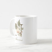 Initial N Boho Floral Orchid Greenery Individuelle Kaffeetasse (Vorderseite Links)