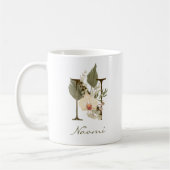 Initial N Boho Floral Orchid Greenery Individuelle Kaffeetasse (Links)