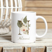 Initial N Boho Floral Orchid Greenery Individuelle Kaffeetasse