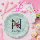 Initial N extravagant florale Monogramm Pappteller (Party)