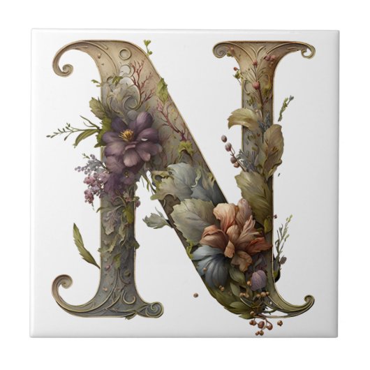 Initial N Letter Keramik Tile Fliese (Vorderseite)