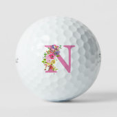 Initial N Pink Floral Golfball (Vorderseite)