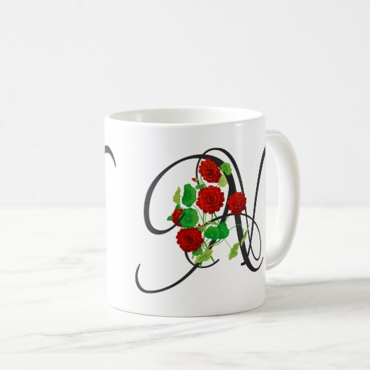 Initial N, Vintag Nasturtium Kaffee Tasse (VorderseiteRechts)