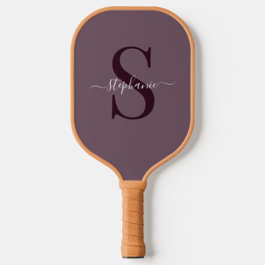Initial + Name der Lila Monogramm Pickleball Schläger (Vorderseite)