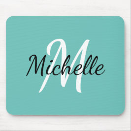 Initial + Name des Niedlichen hellblauen Monogramm Mousepad
