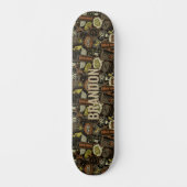 Initial Name hinzufügen, Gym Life Collage Brown Skateboard (Vorderseite)