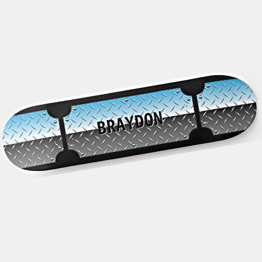 Initial Name hinzufügen, Silver Blue Shiny Metalli Skateboard