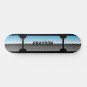 Initial Name hinzufügen, Silver Blue Shiny Metalli Skateboard (Horizontal)