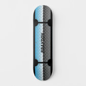 Initial Name hinzufügen, Silver Blue Shiny Metalli Skateboard (Vorderseite)