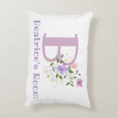Initial & Name mit Blumendesign Akzent Kissen (Rückseite(Vertikal))