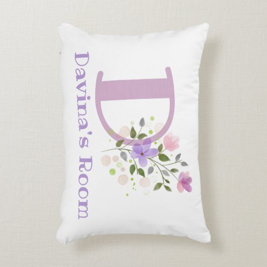 Initial & Name mit Blumendesign Akzent Kissen (Vorderseite(Vertikal))
