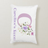 Initial & Name mit Blumendesign Akzent Kissen (Rückseite(Vertikal))